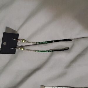 Chic Green and Black Dangle Earrings